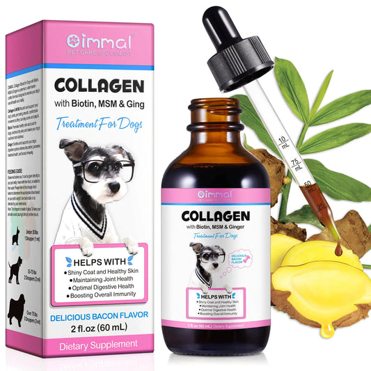 Collagen for Dogs Liquid Collagen for Dogs Dog Liquid Collagen Drops Collagen with Biotin MSM & Ginger Treatment for Dogs Skin and Coat Supplement for Dogs Dog Collagen 60ml